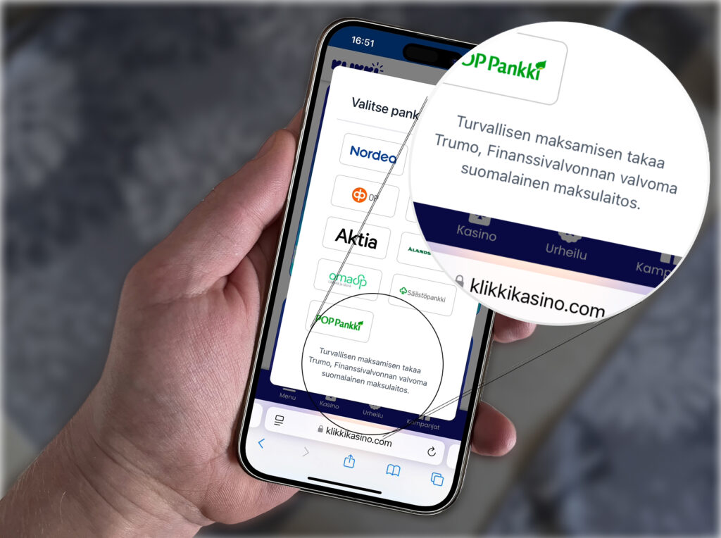 Rahapelisanomien kasino ilman tiliä testi. Kuvassa korostettuna Finanssivalvonta merkintä Klikki Kasinolla.