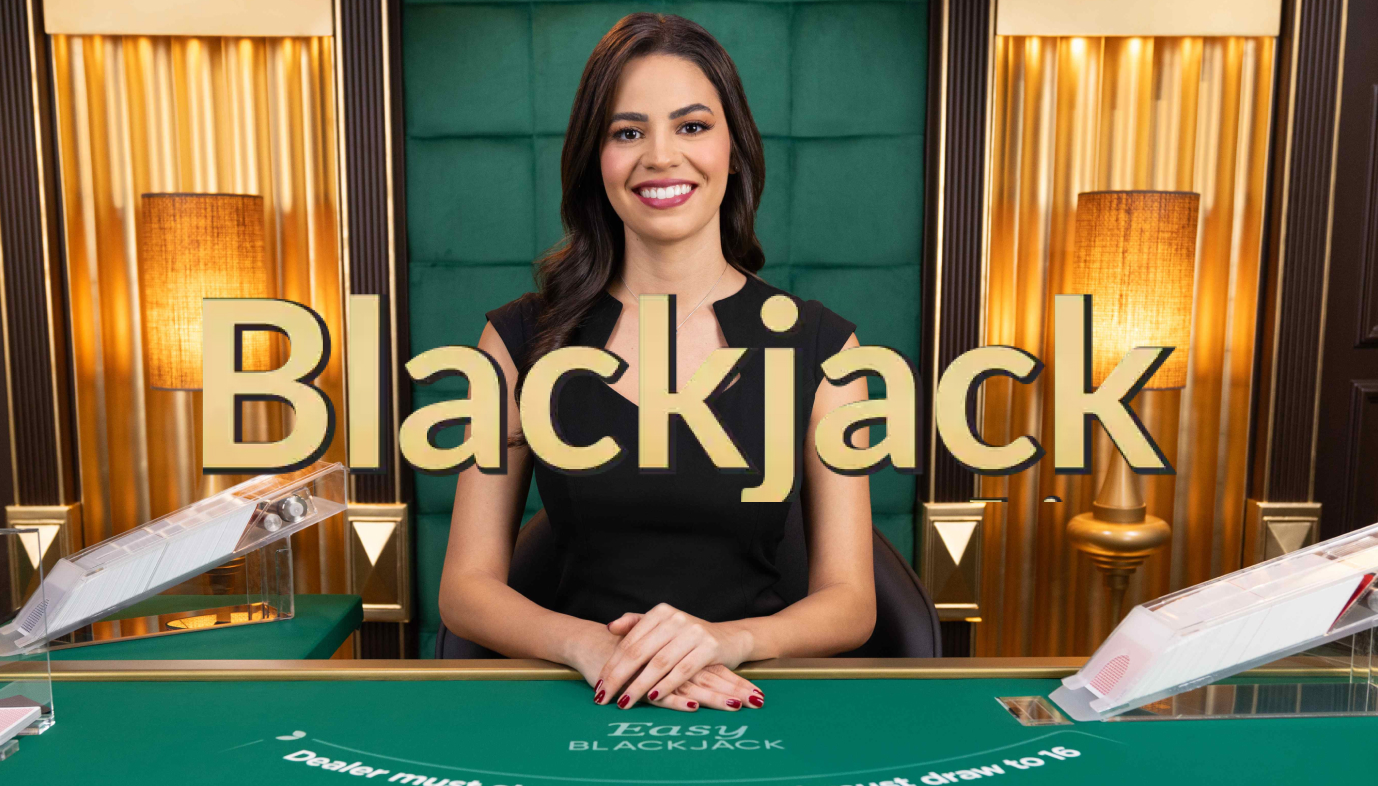 Blackjack-pelin kuva, jossa näkyy pöytäasetelma ja korttien jako.