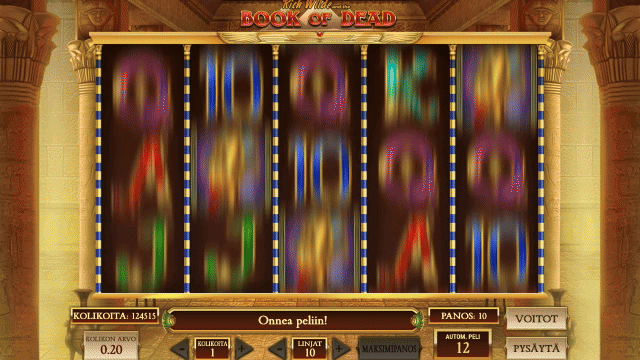 Book of Dead -pelin kuva, jossa näkyy muinaisen Egyptin teema ja aarteenmetsästys.