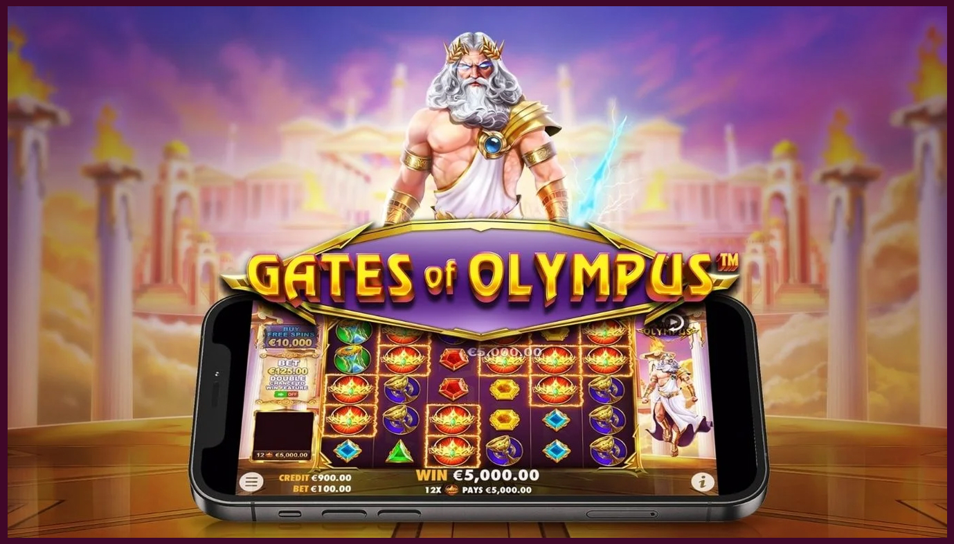 Gates of Olympus -pelin kuva, jossa näkyy antiikin temppelin sivu ja mytologisia symboleja.