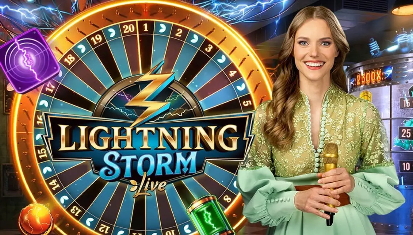 Lightning Storm -pelin kuva, jossa näkyy myrskyä ja salamaa kuvaavia tehosteita.