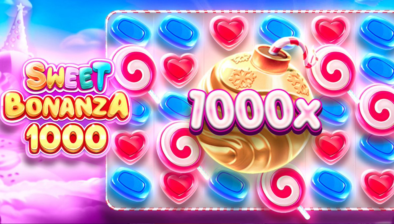 Sweet Bonanza 1000 -pelin kuva, jossa näkyy makeiden hedelmien ja karkkien grafiikka.