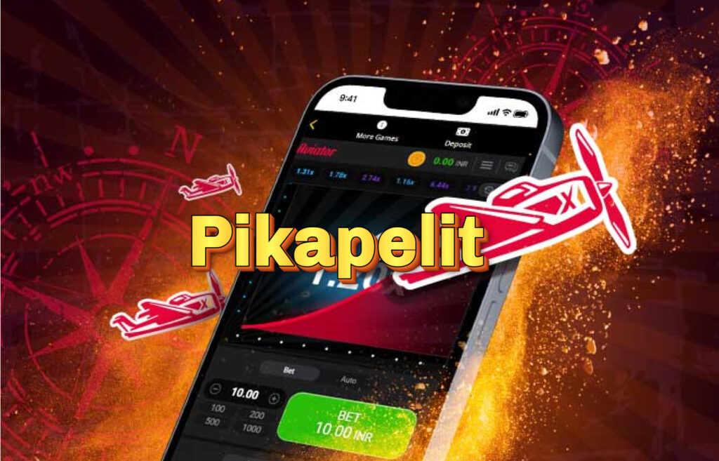 Mobiilinäyttö crash-pelistä ja lentokoneanimaatio, tekstinä "Pikapelit" – kuvaa nopeatempoisia pelejä kuten Aviator ja Mines.