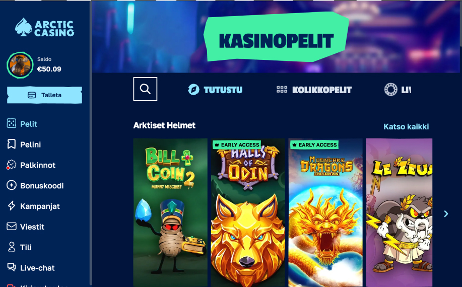 Arctic Casino – kasinopelit, palkinnot ja bonukset
